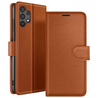 Zanaé Funda tipo cartera para Galaxy A32 4G con soporte y lengüeta magnética Marrón