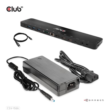 CLUB3D CSV-1566 base para portátil y replicador de puertos Acoplamiento USB 3.2 Gen 1 (3.1 Gen 1) Type-C Negro