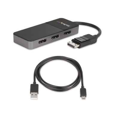 StarTech.com Répartiteur DisplayPort 1.4 à 3 ports, Adaptateur Multi-Moniteur DisplayPort vers 3x DP, Hub MST Triple pour Ordinateur 4K, Alimentation par Bus USB - Windows Uniquement