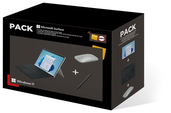 Pack PC Portable Microsoft Surface Pro 8 13'' Intel Core i5 8 Go RAM 256 Go SSD Platine + Clavier + Stylet + Souris