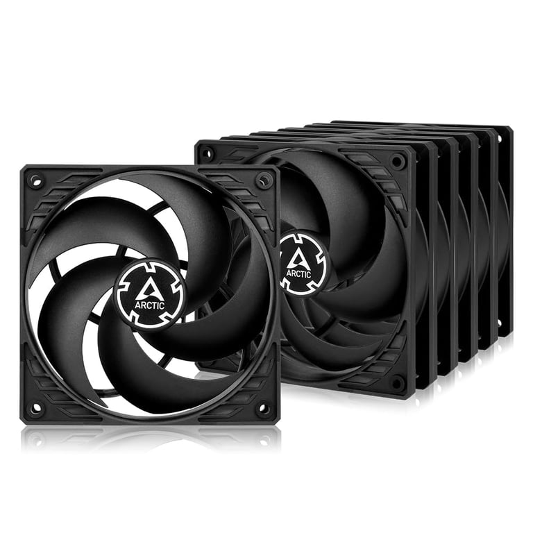P12 (5 Pièces) - Ventilateur PC, 120 mm, Ventilateur Boitier Silencieux, Pression Statique Élevée, Roulement à Fluide Dynamique, Support à Broches Standard, 1800 rpm - Noir - Neuf