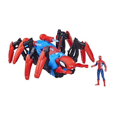 Marvel Spider-Man Fighting Spider Vehicle, giocattolo da supereroe per bambini, lancia acqua e proiettili, da 4