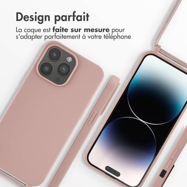 imoshion Coque en silicone avec cordon pour Apple iPhone 14 Pro Max - Sand Pink