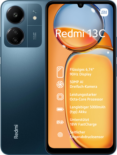 Redmi 13C (4G) 4 Go 128 Go, Bleu, Débloqué - Très bon état