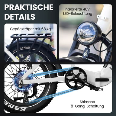 Vélo électrique KINGBULL VERVE, batterie amovible 48 V 20 Ah, Shimano 8 vitesses
