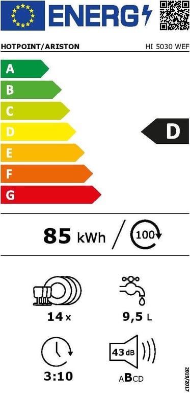 Lave vaisselle tout encastrable HOTPOINT HI5030WEF 14 couverts Induction L60cm 43 dB tiroir à couverts - vue 4