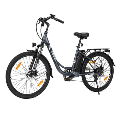 Touroll B1 26'' bicicletta elettrica urbana con batteria rimovibile 36V 15.6Ah, bicicletta elettrica da città 250W, Shimano 7 velocità, massima di 25 km/h, autonomia 90 km, E-Bike urbana per adulti