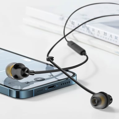 Écouteurs Filaires Lightning Intra-auriculaires Microphone et Boutons LinQ Noir