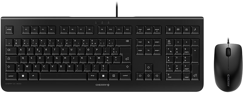 CHERRY DC 2000 Ensemble Clavier & Souris filaires, noir, USB, AZERTY - FR