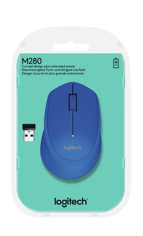 Logitech M280 souris Ambidextre RF - Bleu