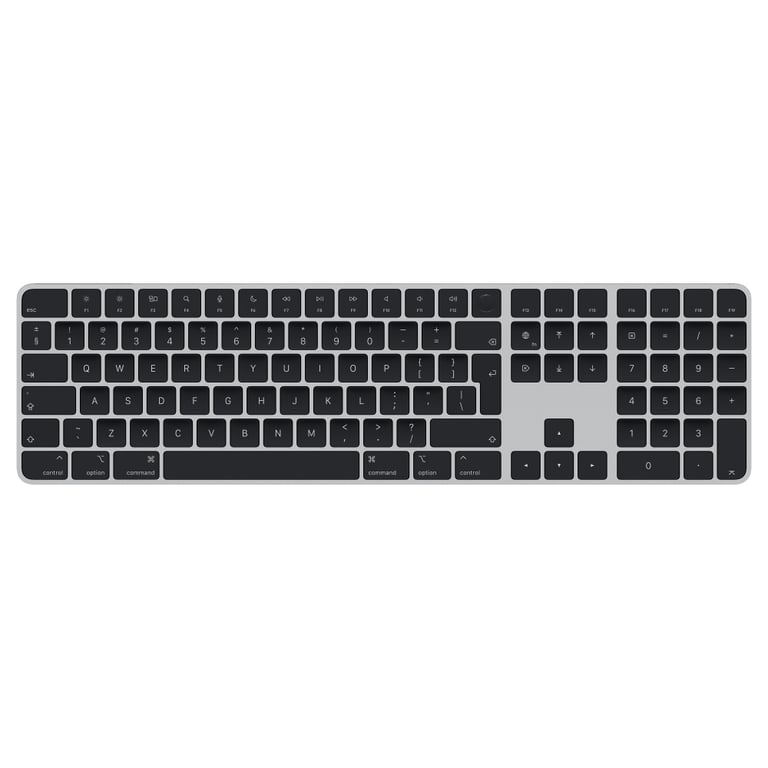 Apple Magic Keyboard avec Touch ID et pavé numérique : Bluetooth Rechargeable. Compatible avec Les Ordinateurs Mac dotés d’Une Puce Apple Anglais International Touches Noires