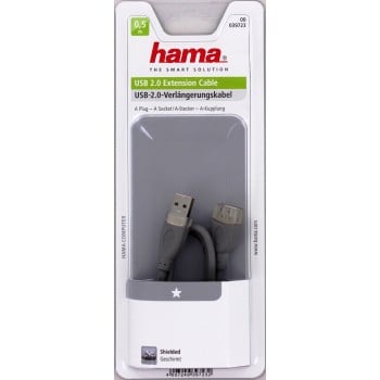 Cavo di prolunga Hama, spina USB A - presa USB A, cavo USB da 0,5 m Grigio