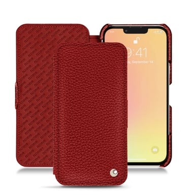 Housse cuir Apple iPhone 13 - Rabat horizontal - Rouge - Cuir grainé