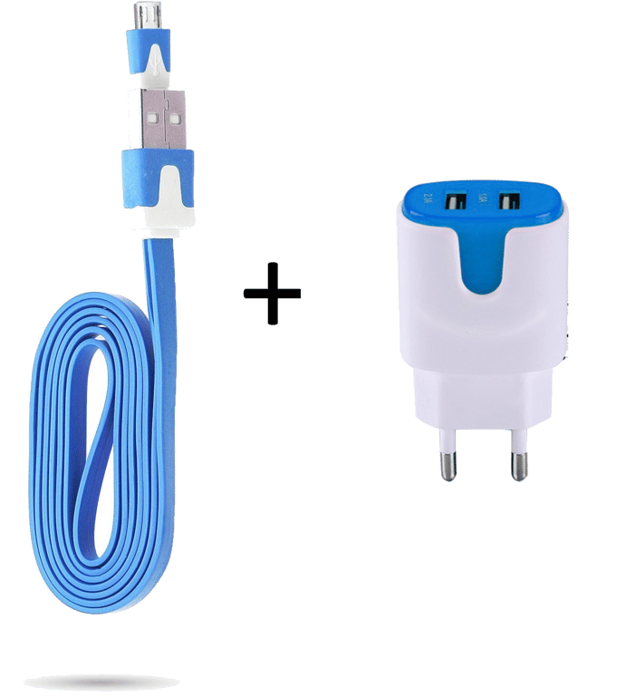Pack Chargeur pour Manette Playstation 4 PS4 Smartphone Micro USB (Cable Noodle 1m Chargeur + Double