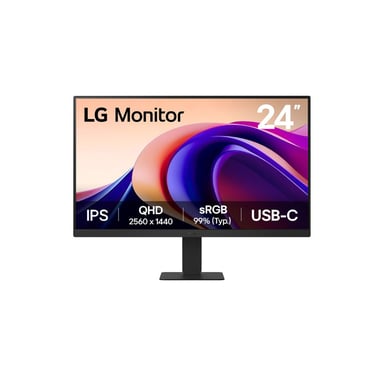 ECRAN LG 24''  Noir IPS 16:9 5ms 2560x1440 100Hz 250cd/m2 HDR 10 HDMI USB Type-C Sortie Casque Black Stabilizer Mode Lecture VESA 100x100 Pied inclinable