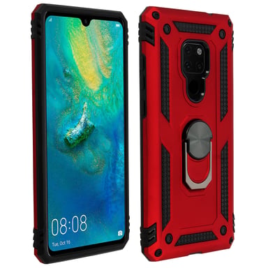 Coque pour Huawei Mate 20 Bi matière Rigide Souple Bague Support Vidéo Rouge