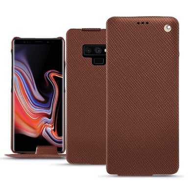 Funda de piel Samsung Galaxy Note9 - Solapa vertical - Marrón - Piel saffiano
