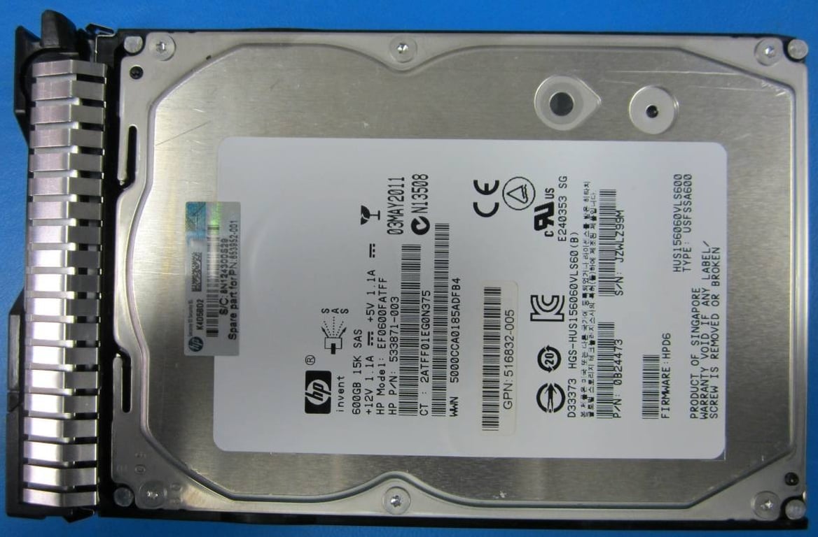 HPE 653952 001 disque dur 600 Go 15000 trmin 3.5 SAS Neuf