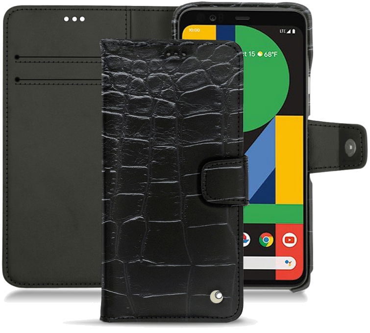 Housse cuir Google Pixel 4 - Rabat horizontal portefeuilleNoir