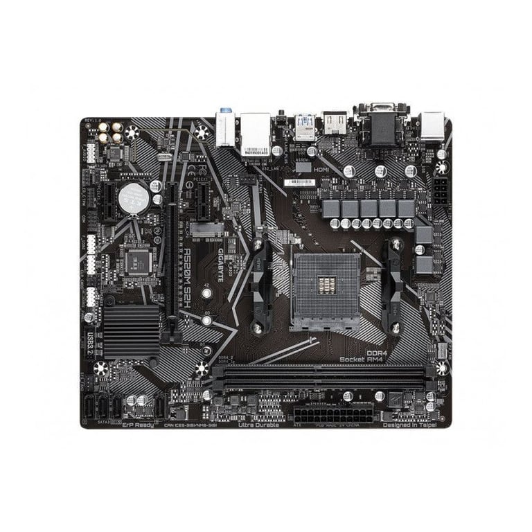 GIGABYTE Carte mère A520M S2H Prend en charge les processeurs AMD Ryzen série 5000 AM4 VRM numérique pur 4+3 phases jusqu'à 5100 MHz DDR4 OC PCIe 3.0 x4 .2 LAN GbE USB 3.2 Gen 1 Neuf - vue 2
