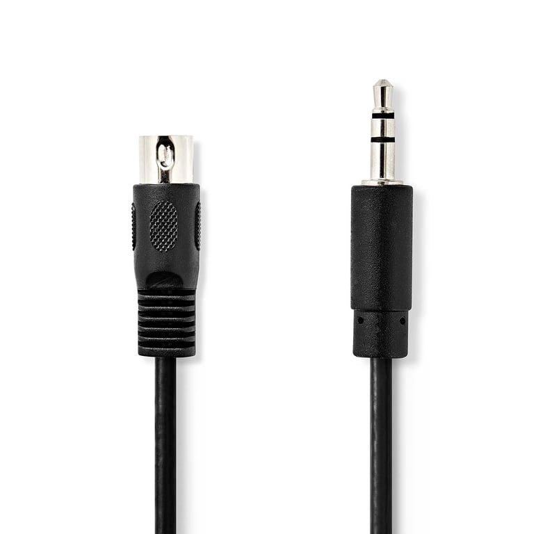 Nedis Modèle du produit : Câble audio DIN DIN 5-Pin Mâle 3.5 mm Mâle Plaqué nickel 1.00 m Rond PVC Noir Label - Neuf