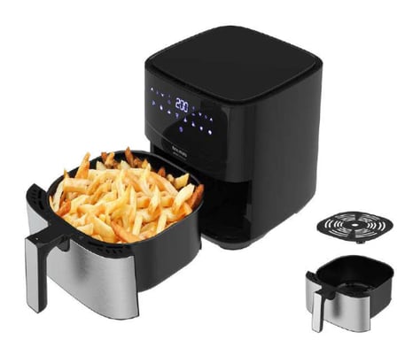 Taurus AF1450XD Unique 5 L Autonome 1450 W Friteuse d'air chaud Noir, Acier inoxydable