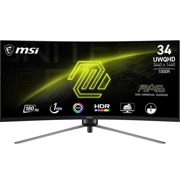 MSI MAG 345CQR Curved Gaming Monitor 34 UWQHD Rapid VA 3440x1440 180Hz / 1ms Adaptive Sync DP 1. HDMI 2.0b CEC - vue 3