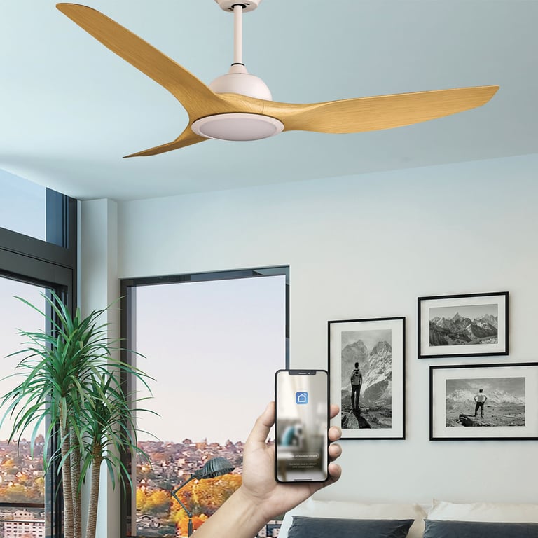 Fanelite Ventilateur de plafond 132 cm et ABS imitation bois LONGANA Moteur DC LED 3 couleurs + LED SUPERIEURE Neuf - vue 2