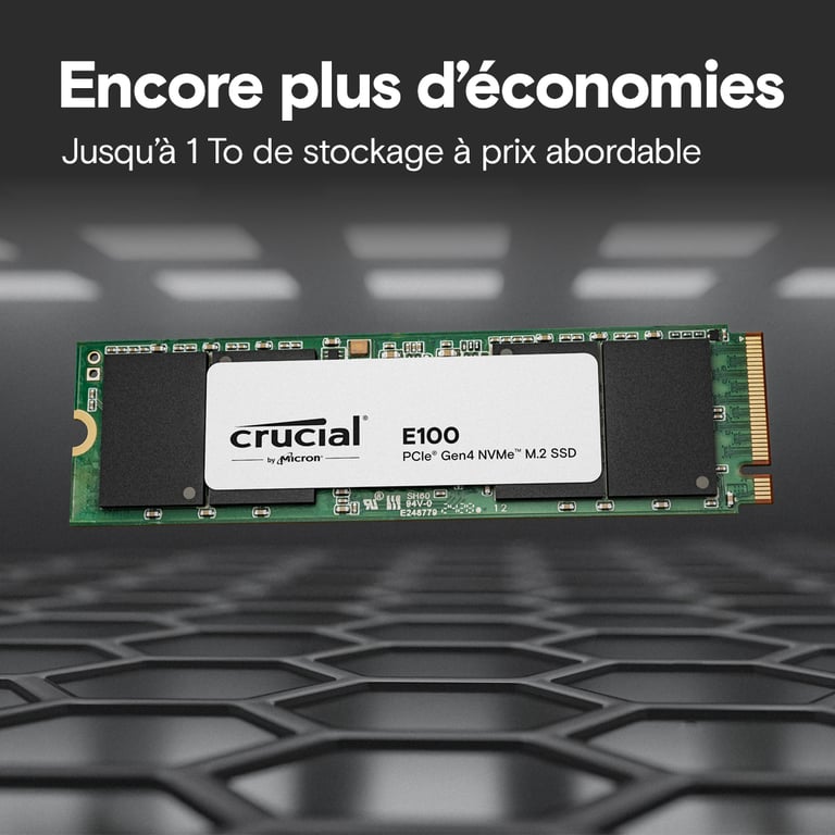 CRUCIAL E100 2TB PCIe .2*CT2000E100SSD8 T Tray Neuf - vue 3