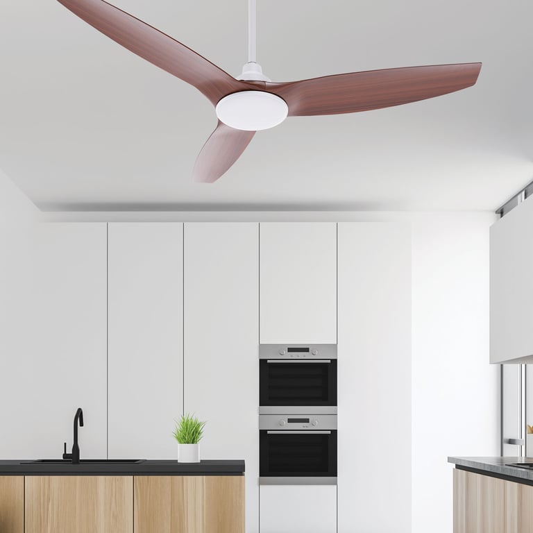 Fanelite Ventilateur de plafond 132 cm et ABS imitation bois FANDC52LND Moteur DC LED dimmable 3 couleurs 3 pales Silencieux Neuf - vue 2