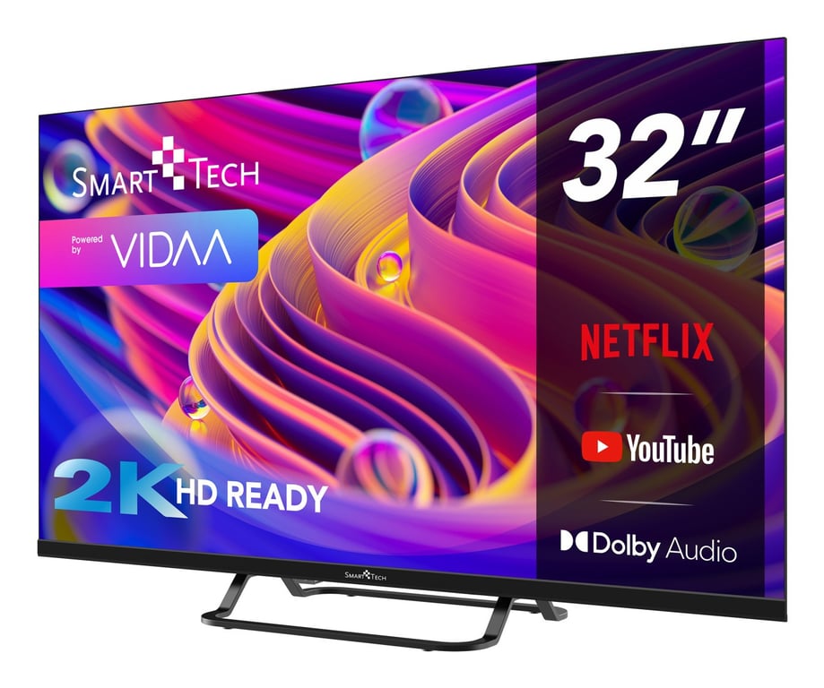 Smart Tech 32HV02V 32 TV LED HD 80cm VIDAA Molotov Netflix Prime Video Disney+ Youtube Plex 3xHDMI 2xUSB Mode Hotel - vue 3