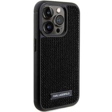 Étui Karl Lagerfeld pour iPhone 15 Pro Max 6.7'' noir étui rigide Rhinestone Logo Metal Plate
