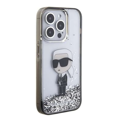 Karl Lagerfeld Funda para Apple iPhone 15 Pro Glitter Ikonik Floating Glitter Plateado