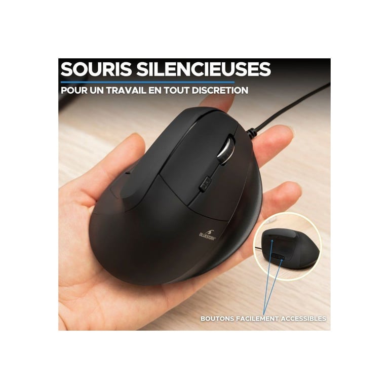 Souris Ergonomique Filaire Bluestork M-W-ERGO – 7600 DPI, 6 Boutons - vue 3