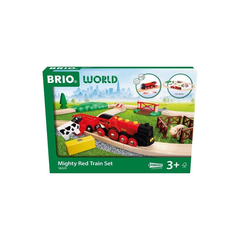 BRIO World 36029 Circuit Campagne Locomotive à piles Coffret de 24 pièces avec animaux Circuit de train en bois Dès - vue 2