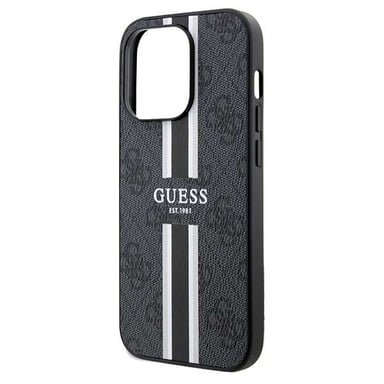 Custodia Guess per iPhone 15 Pro Max 6,7'' nero Custodia rigida 4G a strisce stampate MagSafe