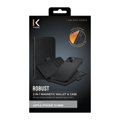 Robusta custodia magnetica e guscio 2 in 1 per Apple iPhone 13 mini, nero onice