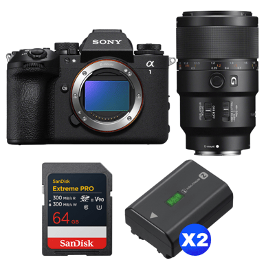 Appareil photo hybride Sony Alpha 1 II + FE 90mm f/2.8 Macro G OSS + 1 SanDisk 64GB Extreme PRO UHS-II + 2 Sony NP-FZ100 + Ebook ''20 astuces pour des images qui claquent''