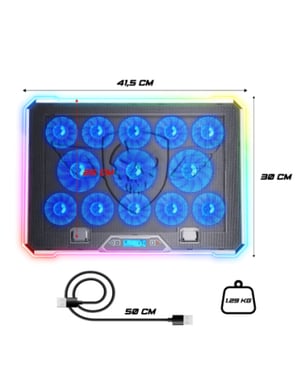 Spirit of Gamer AIRBLADE 1300 RGB système de refroidissement pour ordinateurs portables 43,2 cm (17'') Noir
