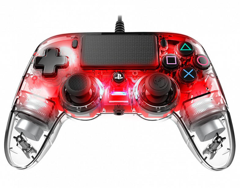 NACON - PS4OFCPADCLRED mando y volante Rojo, Transparente USB Gamepad  Analógico/Digital PC, PlayStation 4