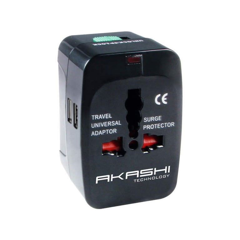 Adaptateur de voyage AKASHI ALTWP 200 BLK - Neuf