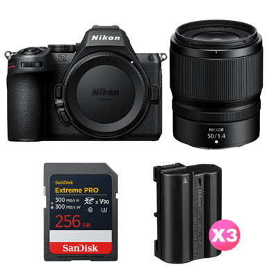 Appareil photo hybride Nikon Z5 II + 50mm f/1.4 + 1 SanDisk 256GB Extreme PRO UHS-II + 3 Nikon EN-EL15c + Ebook ''20 astuces pour des images qui claquent''