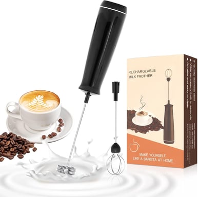 Mousseur à Lait Électrique Rechargeable USB C noir