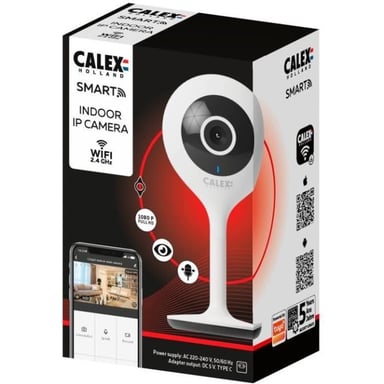 Caméra de Surveillance Calex Smart Security 429260 Intérieur Sans Fil Wi-Fi Alexa Nocturne Étanche, Blanc