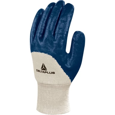 Guanto meccanico 3/4 DELTA PLUS NI150 Supporto cotone Rivestimento nitrile lucido Taglia 7 Blu navy