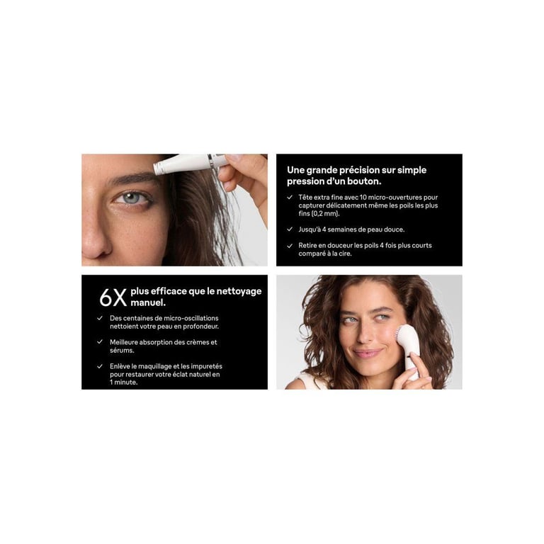 Braun Face SE810 2 en 1 épilateur visage + brosse nettoyante Gris étanche Wet & Dry - Neuf