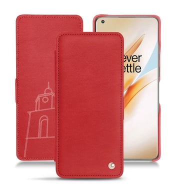 Funda de piel OnePlus 8 Pro - Solapa horizontal - Rojo - Piel lisa de primera calidad