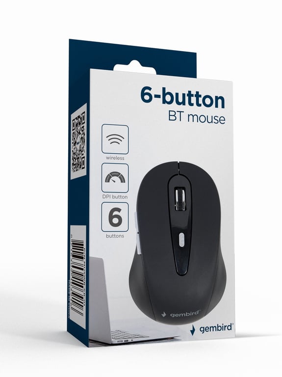 Gembird MUSWB-6B-01 souris Bureau Droitier Bluetooth Optique 1600 DPI - Neuf