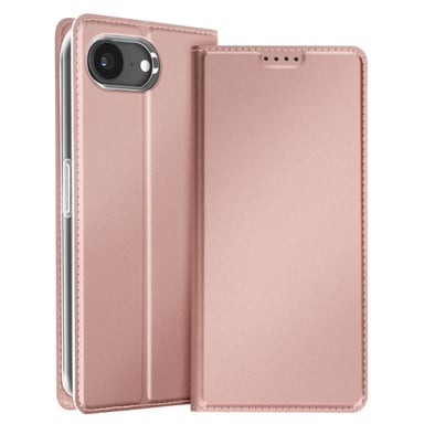 Dux Ducis Funda para iPhone 16e Efecto Satinado Porta tarjetas Soporte Vídeo Rosa dorado