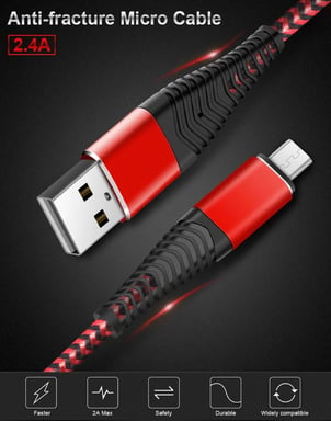Cable Fast Charge Flexible Micro USB pour Smartphone Recharge Rapide Chargeur Universel